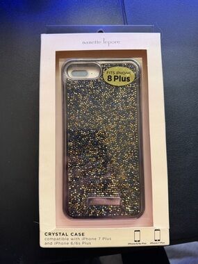 Nanette Lepore Black and Gold Crystal iPhone 8 Plus Case